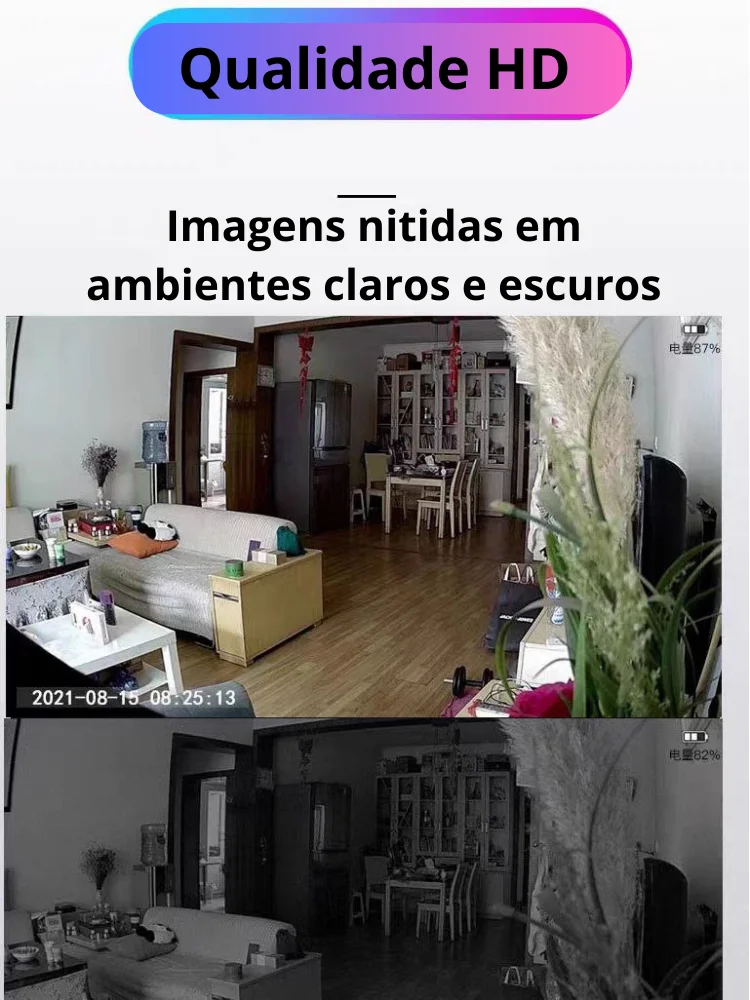 Mini Camera Espiã de Monitoramento Inteligente WiFi Vigilancia Segurança HD 1080p Gravador de Video e Voz sem Fio Magnético - Imagem 5