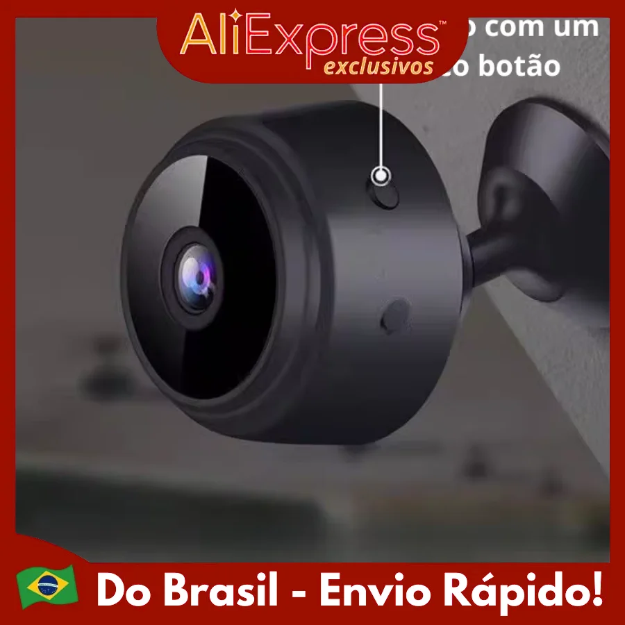 Mini Camera Espiã de Monitoramento Inteligente WiFi Vigilancia Segurança HD 1080p Gravador de Video e Voz sem Fio Magnético