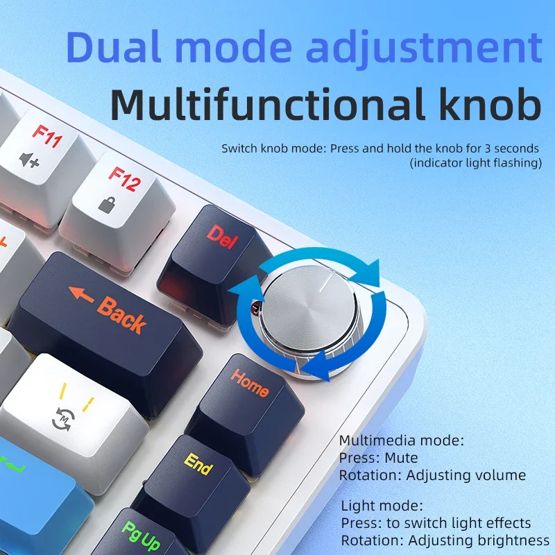 APAYADO K82 82 Keys Multifunctional Knob Mechanical Keyboard,Cool Backlight,Full Key Hot Swappable,Wired Connection,Windows&Mac - Imagem 3