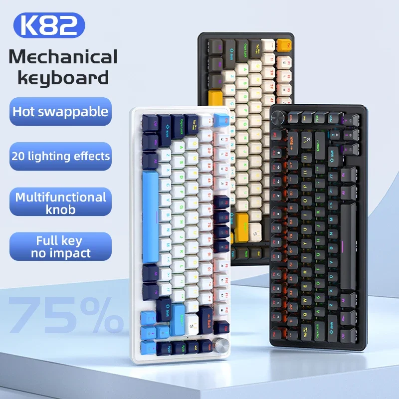 APAYADO K82 82 Keys Multifunctional Knob Mechanical Keyboard,Cool Backlight,Full Key Hot Swappable,Wired Connection,Windows&Mac - Imagem 2